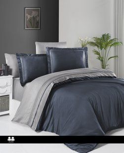 Постільна білизна First Choice Deluxe Satin Dark Series Serenity Denim & Grey 0105 фото