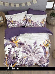 Постельное белье First Choice 3D Satin 200&times;220 Palm Garden Purple 0309 фото